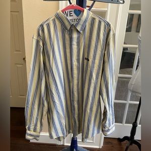 Chaps long sleeved Dress Shirt Striped Yellow Blue XL